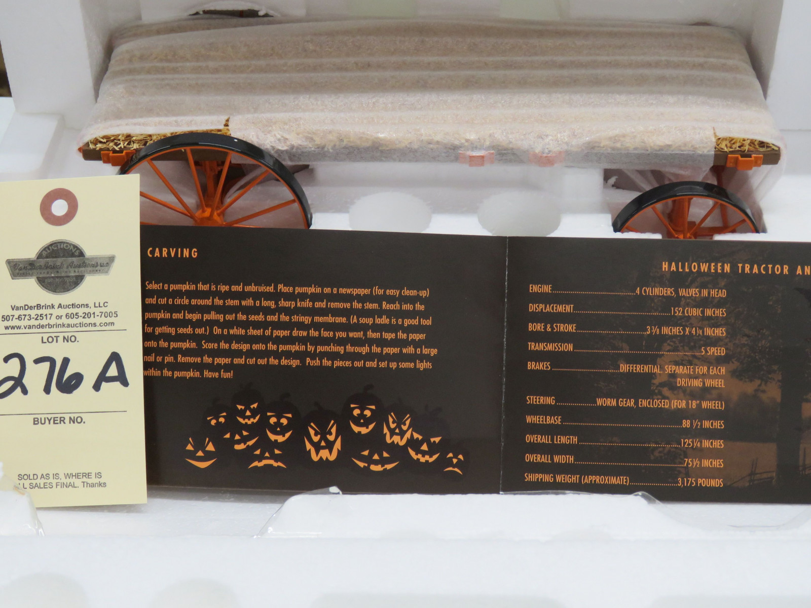 One of a kind Farmall H Halloween Tractor and custom hayride wagon. Not taken out of styrofoam. Includes accessories new in box. Harvent Hollow Farms Haunted Hayride booklet included. Certificate of Autheticity. - Image 6