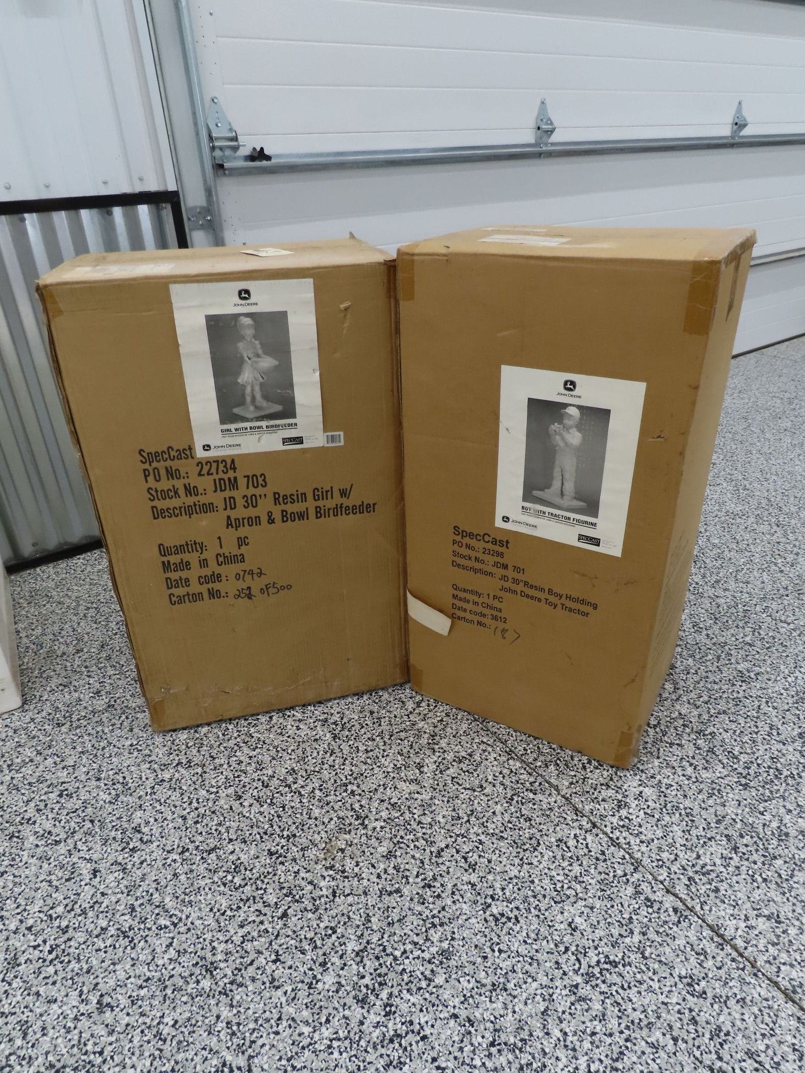 John Deere Boy and Girl Resin Statue with Bird baths NIB - Image 1