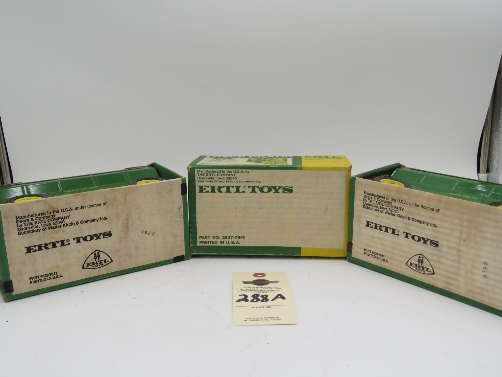 Ertl John Deere Chevy Pickup Steel Die-cast. Ertl John Deere Wagon 1/16 scale stamped steel die-cast wagon NIB. Ertl John Deere Stamped steel wagon 1/16 scale NIB. Sold as a lot of 3. - Image 5