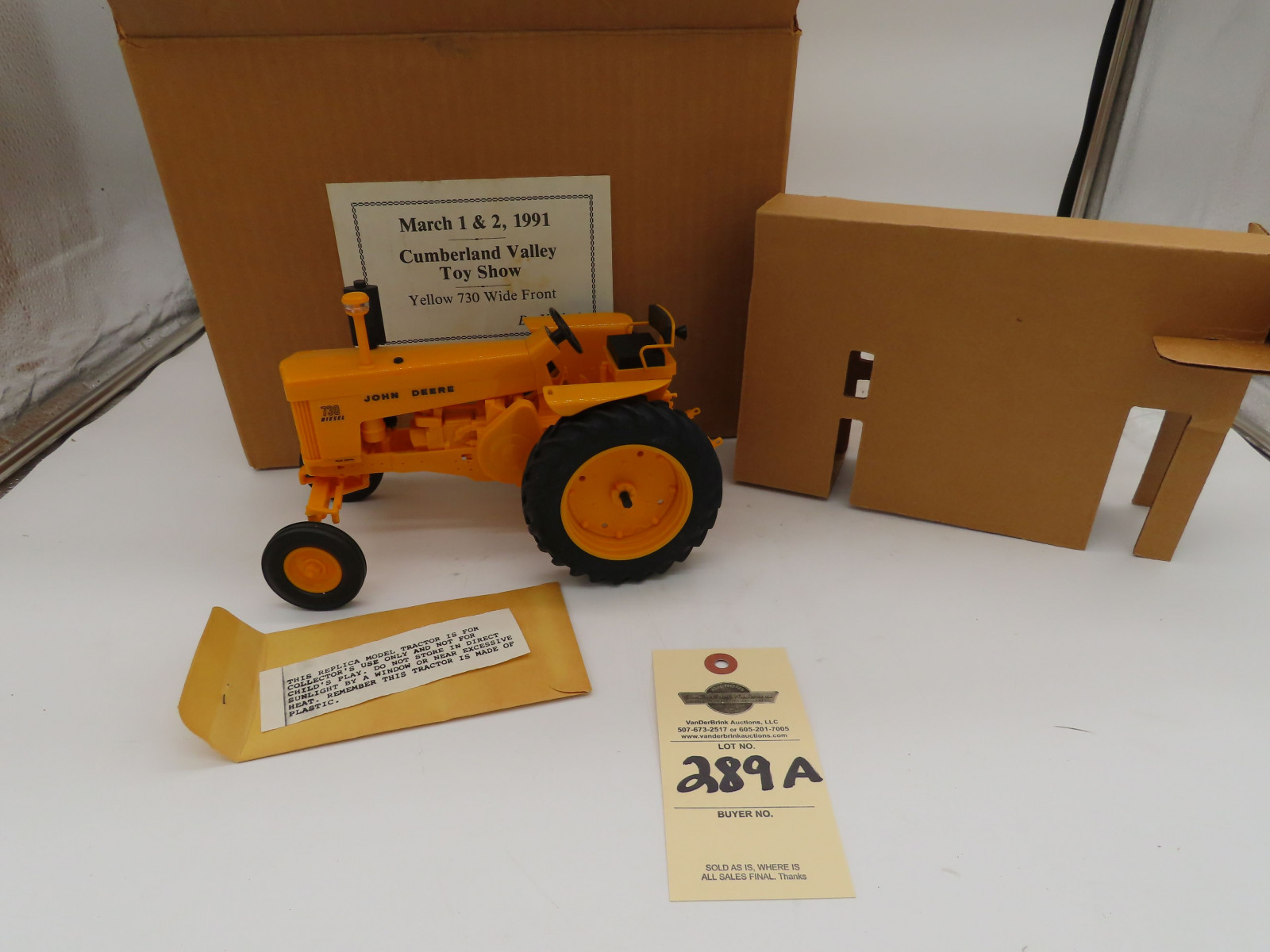 Yoder March 1 & 2 1991 Cumberland Valley Toy Show Yellow John Deere 730 Wide Front Tractor No Box 1/16th Scale - Image 1