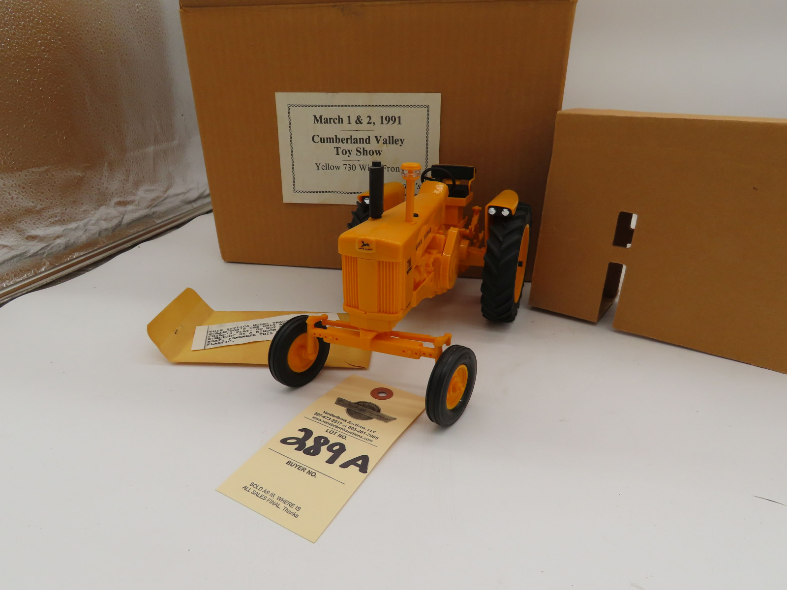 Yoder March 1 & 2 1991 Cumberland Valley Toy Show Yellow John Deere 730 Wide Front Tractor No Box 1/16th Scale - Image 4