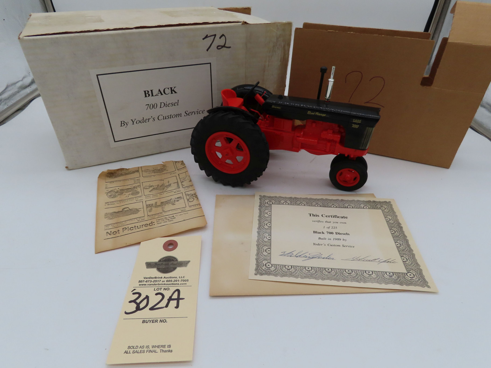 Yoder's Custom Service Black with certificate 1 of 225 Built in 1989 In Opened Box - Image 2