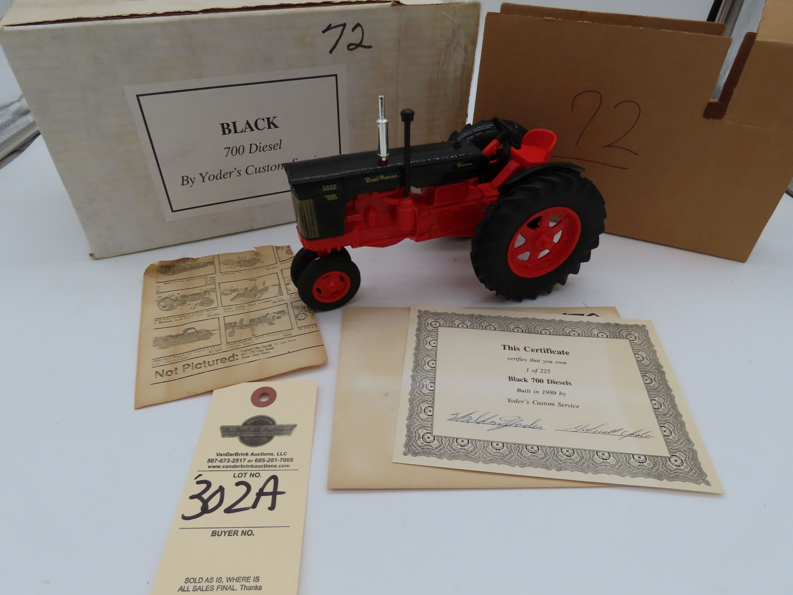 Yoder's Custom Service Black with certificate 1 of 225 Built in 1989 In Opened Box - Image 3