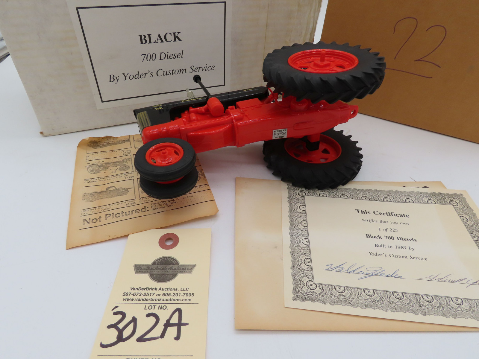 Yoder's Custom Service Black with certificate 1 of 225 Built in 1989 In Opened Box - Image 5