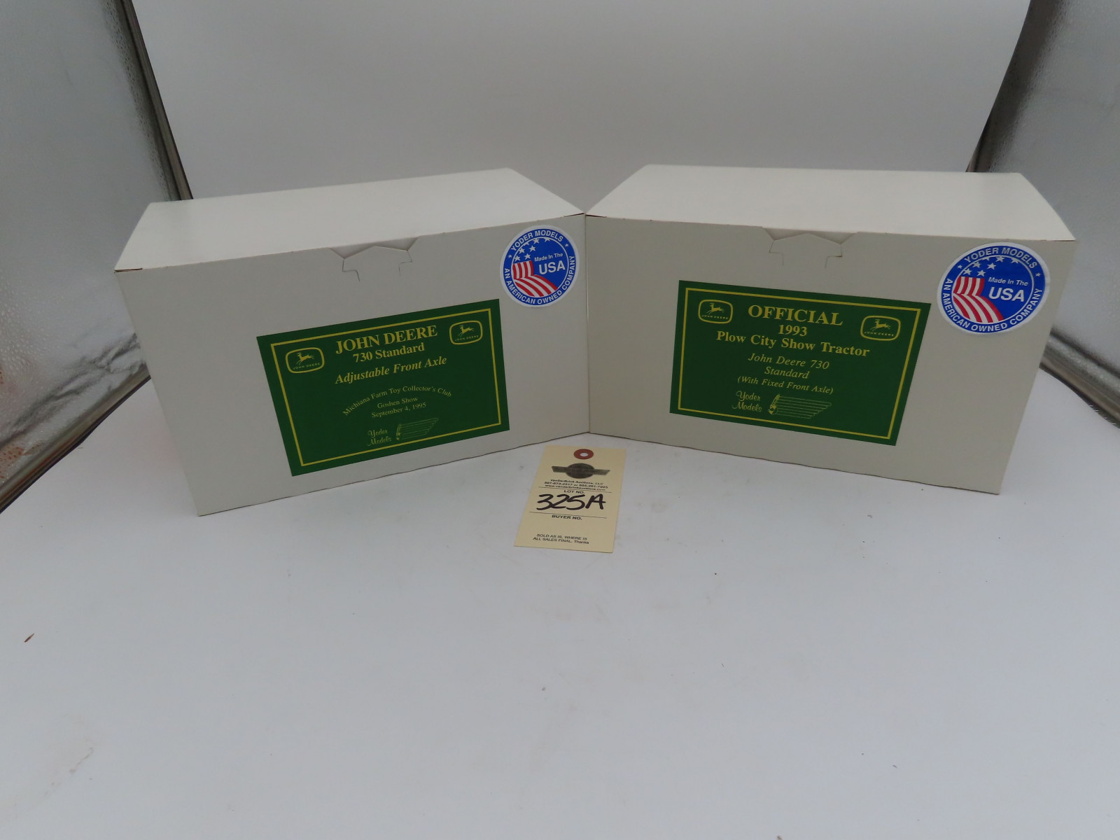 Group of 2 Yoder Tractors- 1 Official 1993 Plow City Show Tractor NIB and Yoder John Deere 730 Standard Adjustable Front Axle NIB - Image 2