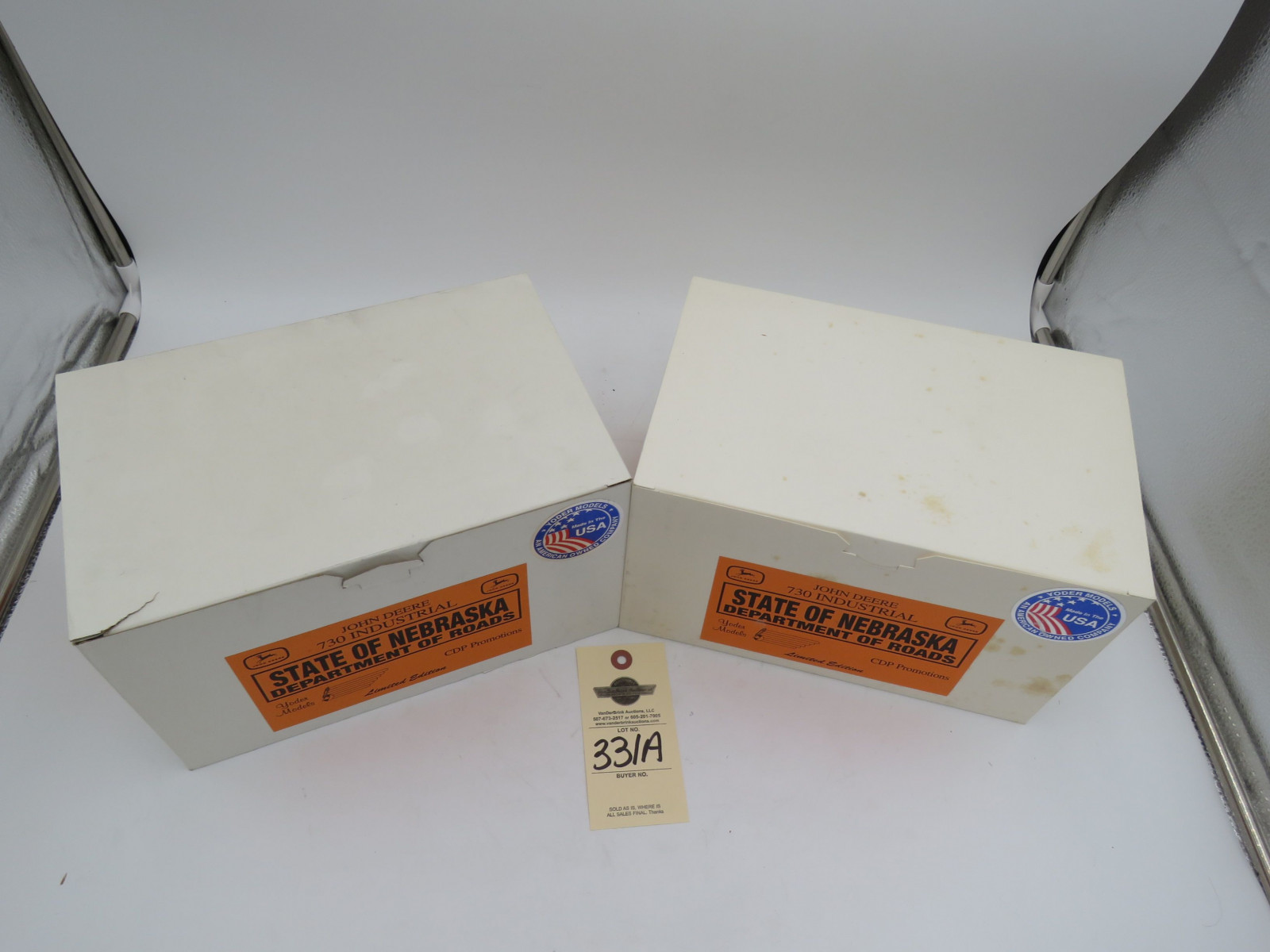 Group of 2 Yoder State of Nebraska Department of roads CDP Promotions John Deere 730 Industrial Tractors NIB - Image 2