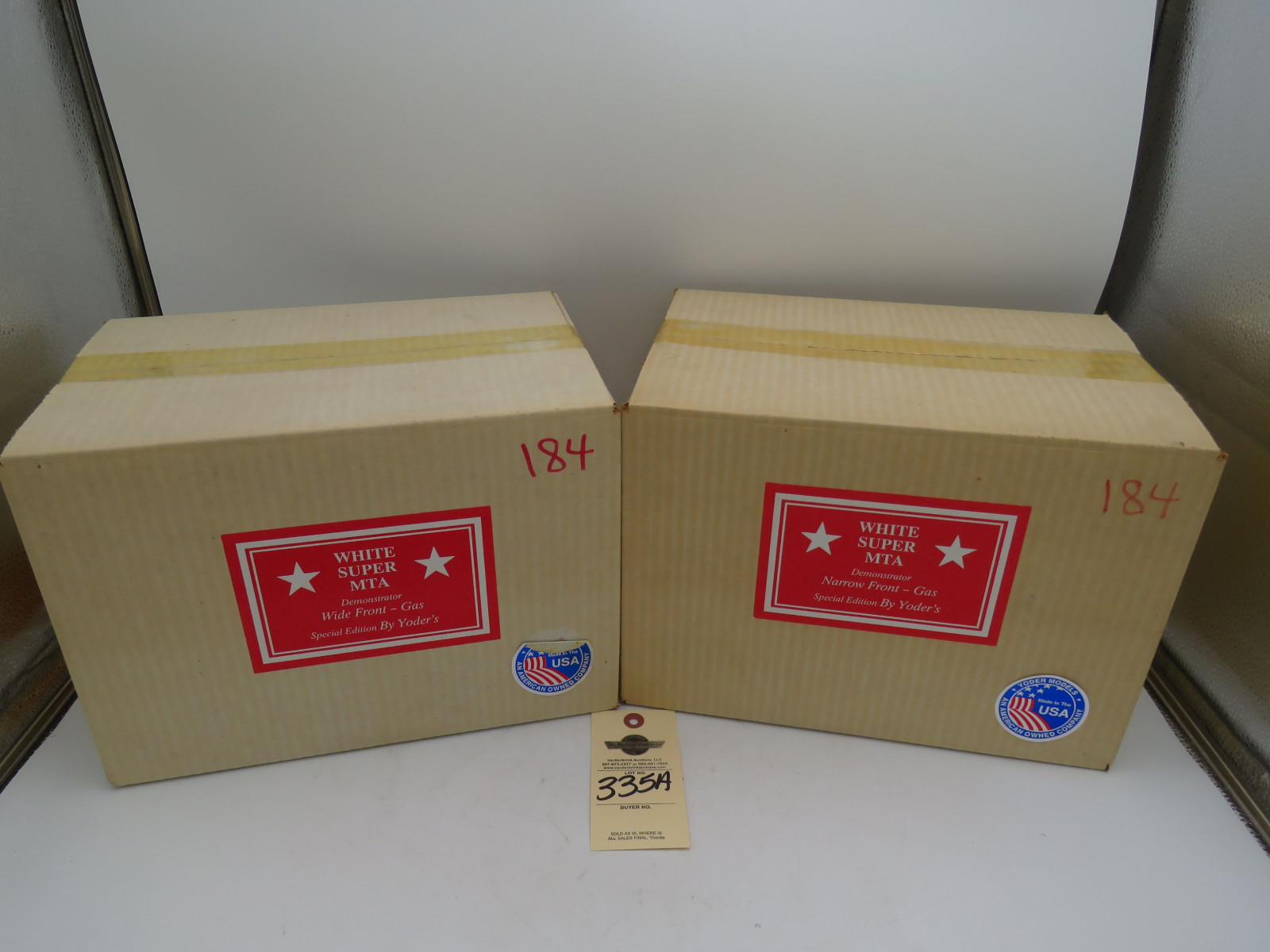 Group of 2 Yoder White Super MTA Demonstrator Tractors 1 Wide front and 1 Narrow Front both NIB - Image 1