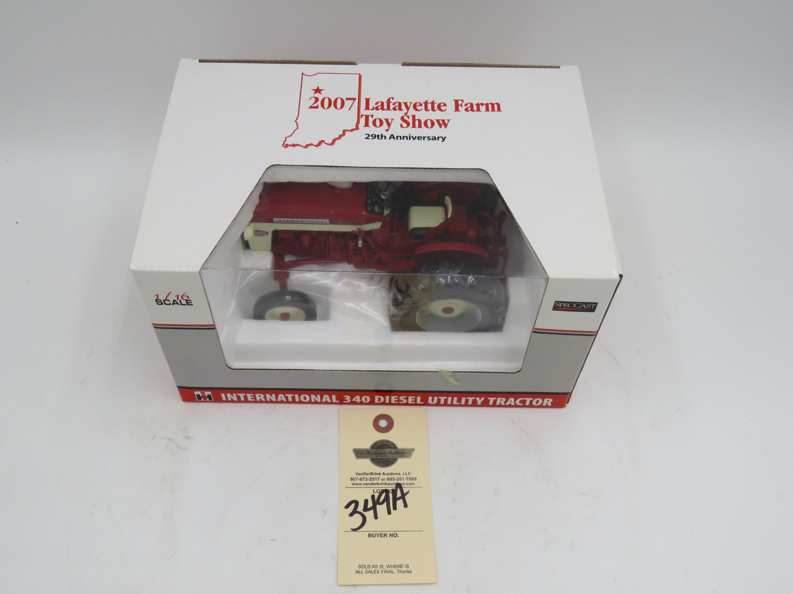 Spec Cast 2007 Lafayette Farm toy show 29th Anniversary Tractor International 340 diesel Utility Tractor NIB, 1/16th Scale - Image 2