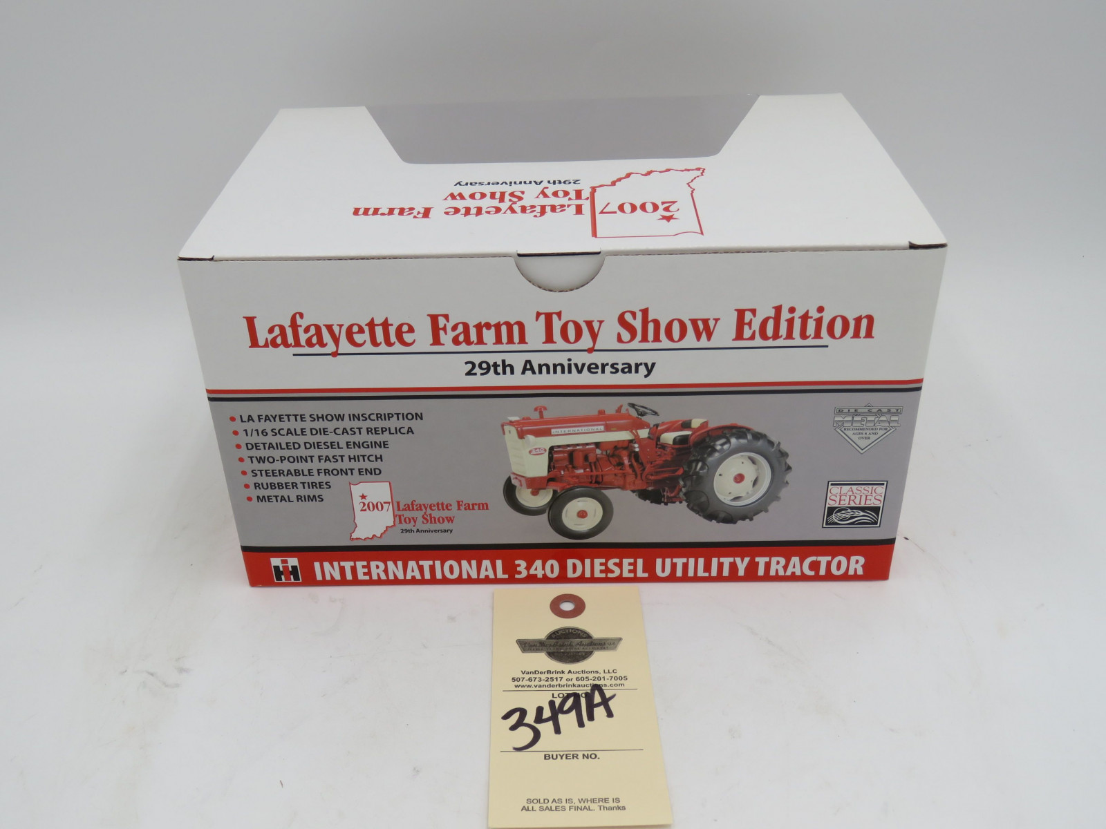 Spec Cast 2007 Lafayette Farm toy show 29th Anniversary Tractor International 340 diesel Utility Tractor NIB, 1/16th Scale - Image 4