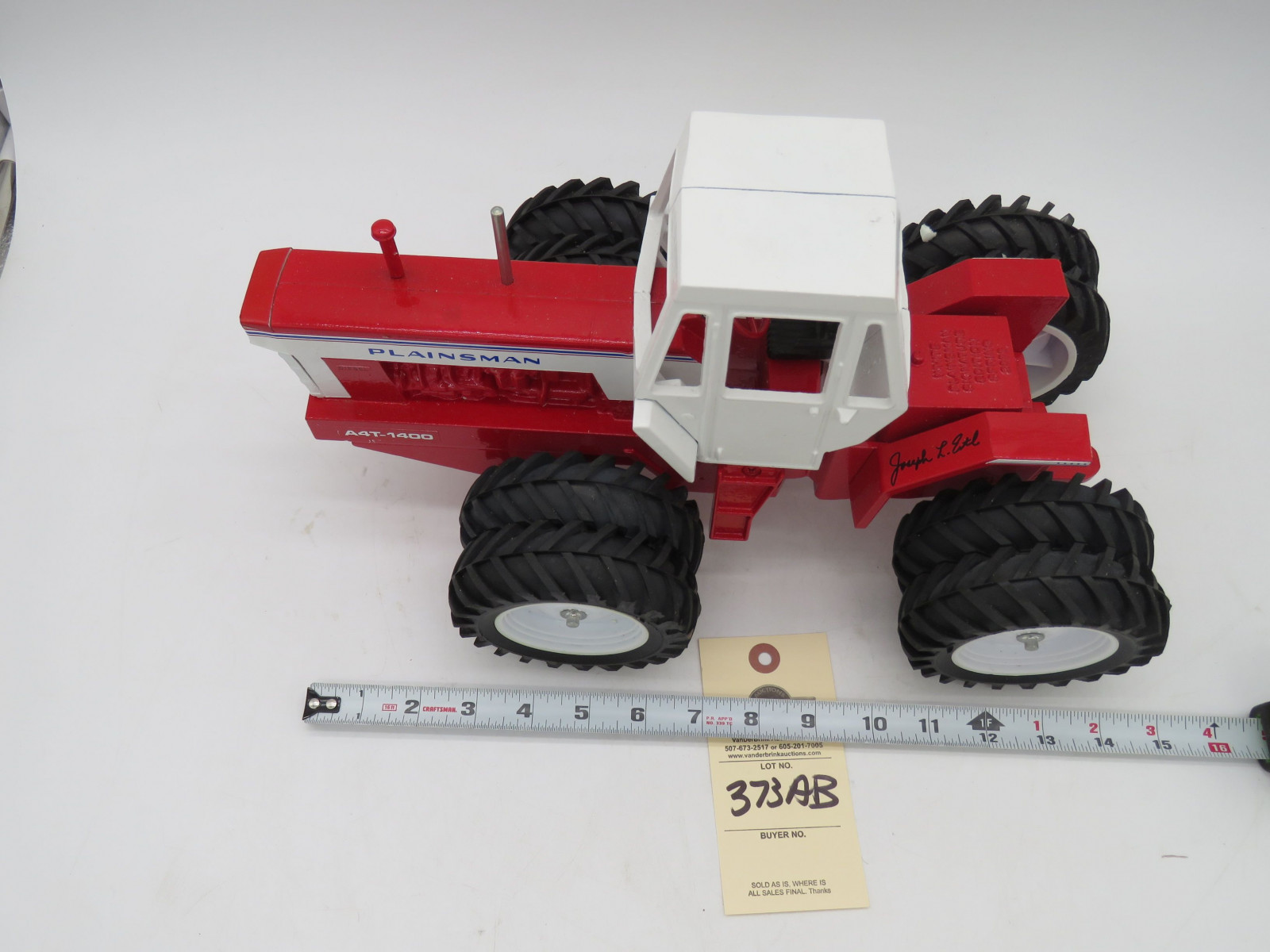 Plainsman A4T-1400 metal die-cast tractor. AGCO Corporation Collector Edition January 2006. No box. Signed - Image 2