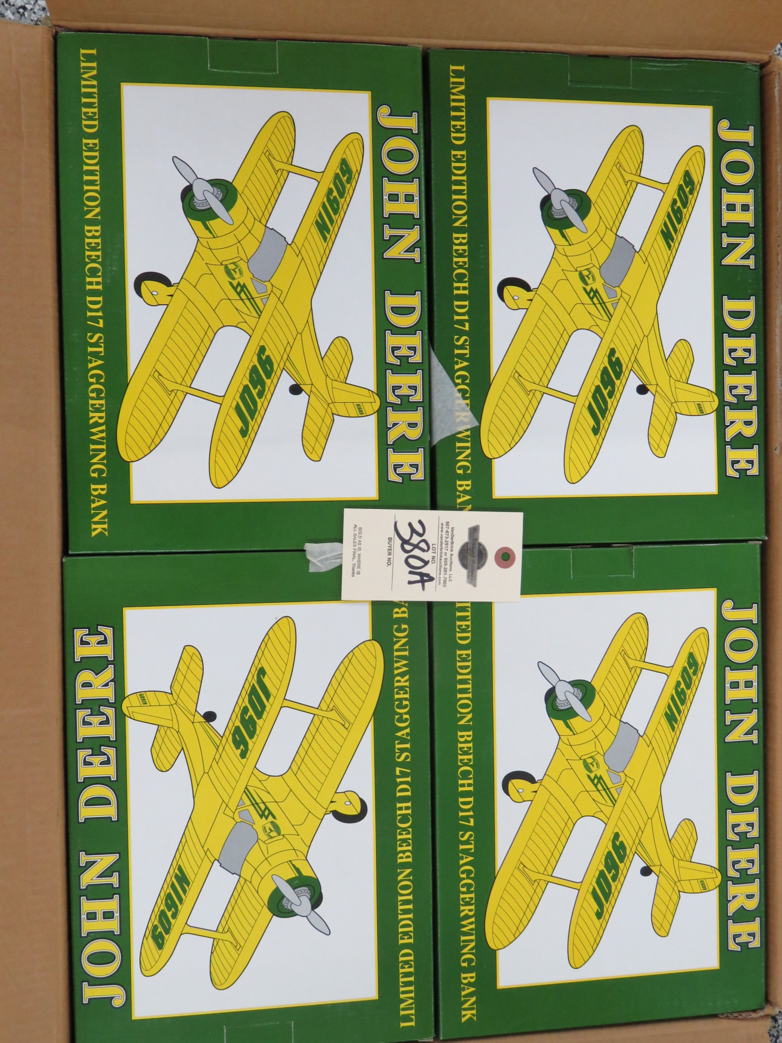 Ertl Case of John Deere Limited Edition Zeech C17 Airplane Banks 12 NIB in Opened Case - Image 2