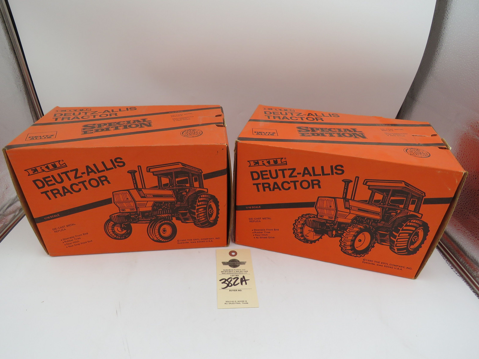 Pair of 1980  Special Edition Deutz- Allis Chalmers 9150 Tractors Ertl 1/16th Scale Die-Cast Tractors NIB - Image 1