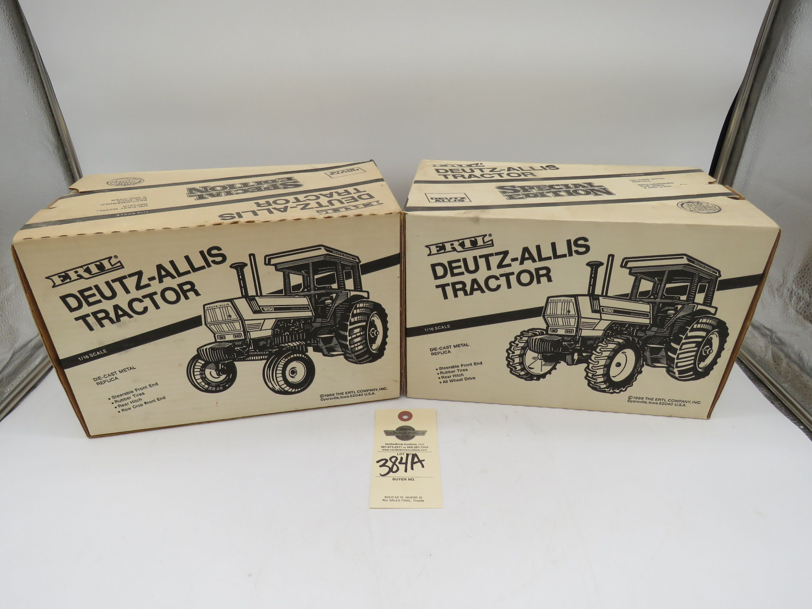Pair of 1989 Ertl for Deutz Alllis 1/16th Scale Die-Cast Deutz Allis 9150 NIB - Image 1