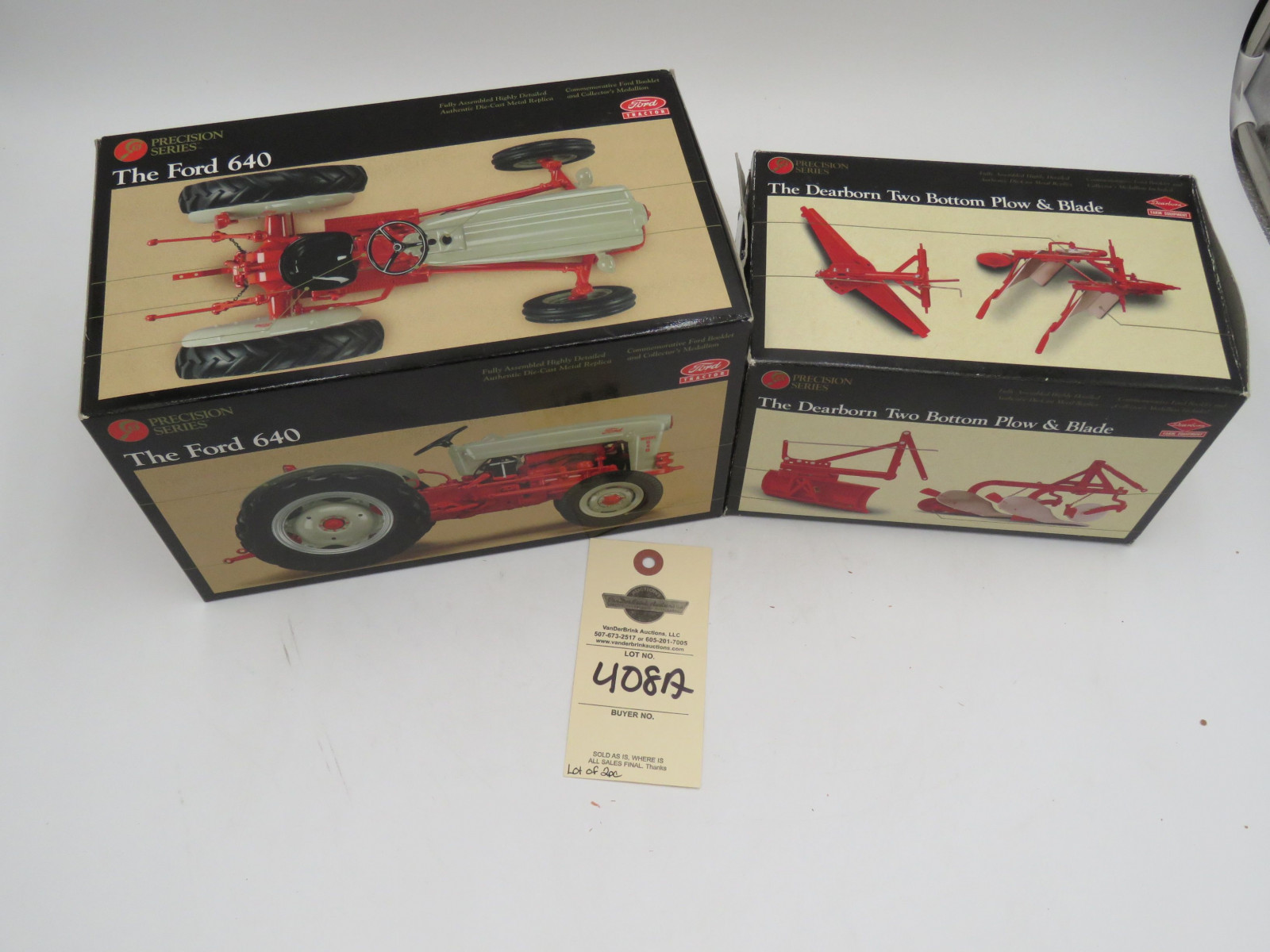 Sellling as  a Pair 2002 Ertl Precision Series the Ford 640 1/16th Scale Die-Cast Tractor NIB and 1996 Ertl Precision Series the Dearborn Two Botoom Plow and Blade NIB - Image 2