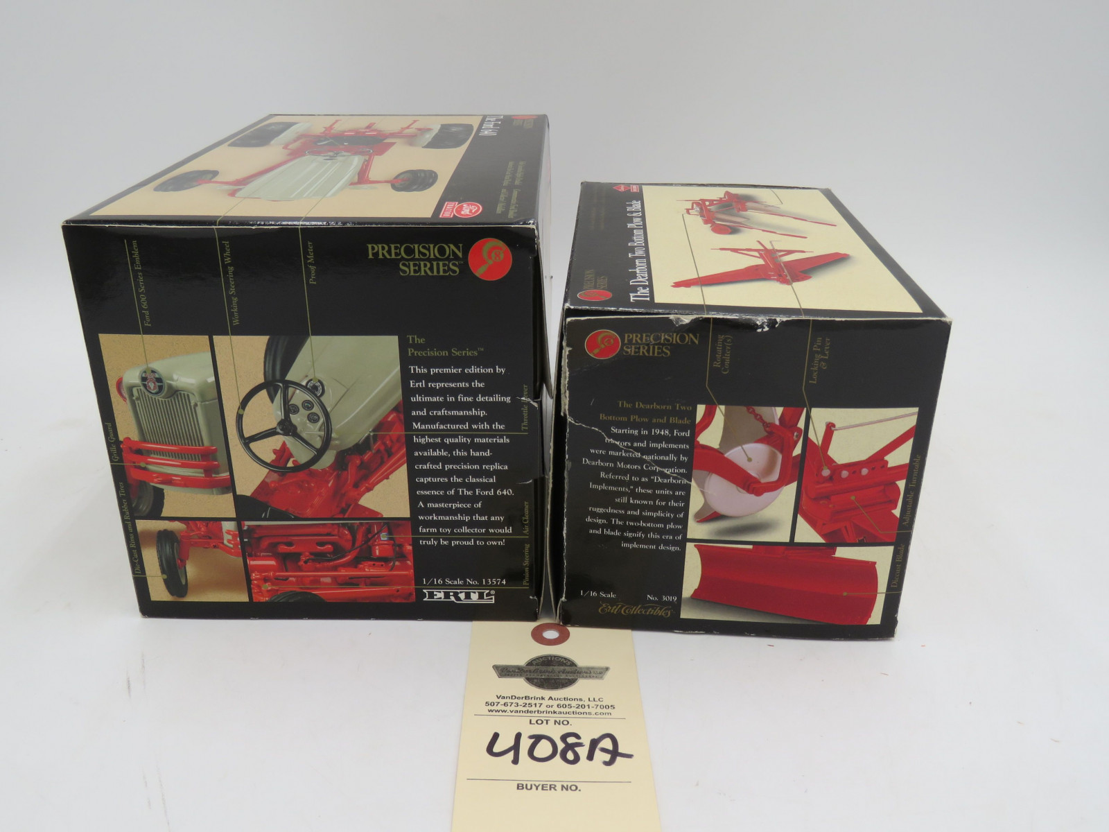 Sellling as  a Pair 2002 Ertl Precision Series the Ford 640 1/16th Scale Die-Cast Tractor NIB and 1996 Ertl Precision Series the Dearborn Two Botoom Plow and Blade NIB - Image 3