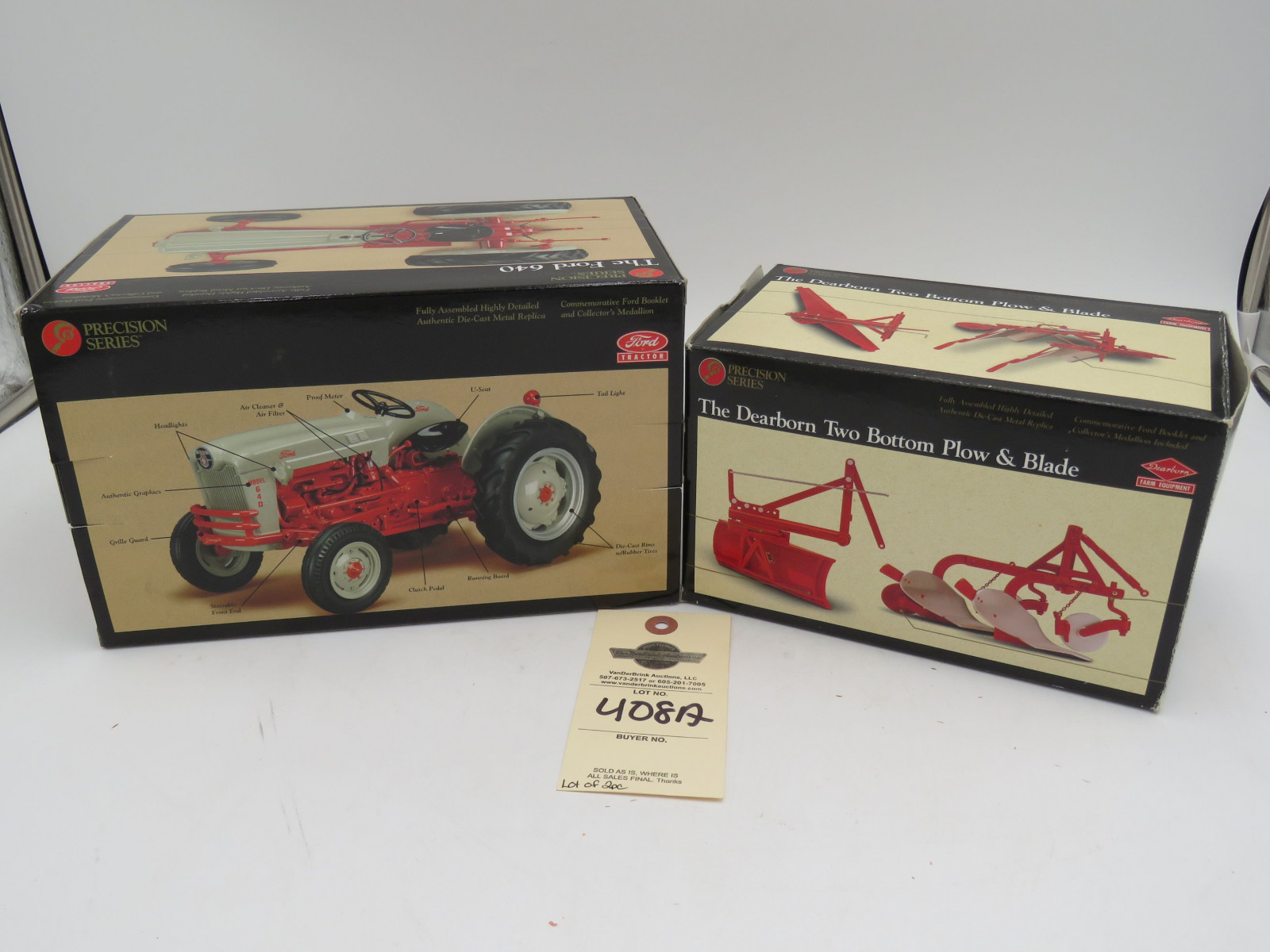 Sellling as  a Pair 2002 Ertl Precision Series the Ford 640 1/16th Scale Die-Cast Tractor NIB and 1996 Ertl Precision Series the Dearborn Two Botoom Plow and Blade NIB - Image 4