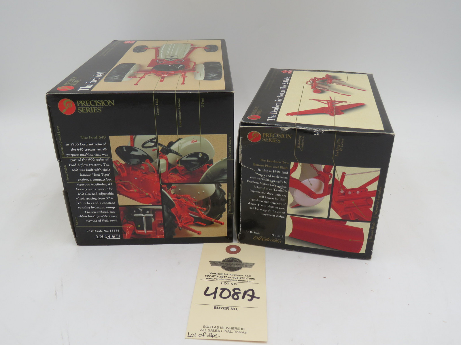 Sellling as  a Pair 2002 Ertl Precision Series the Ford 640 1/16th Scale Die-Cast Tractor NIB and 1996 Ertl Precision Series the Dearborn Two Botoom Plow and Blade NIB - Image 5