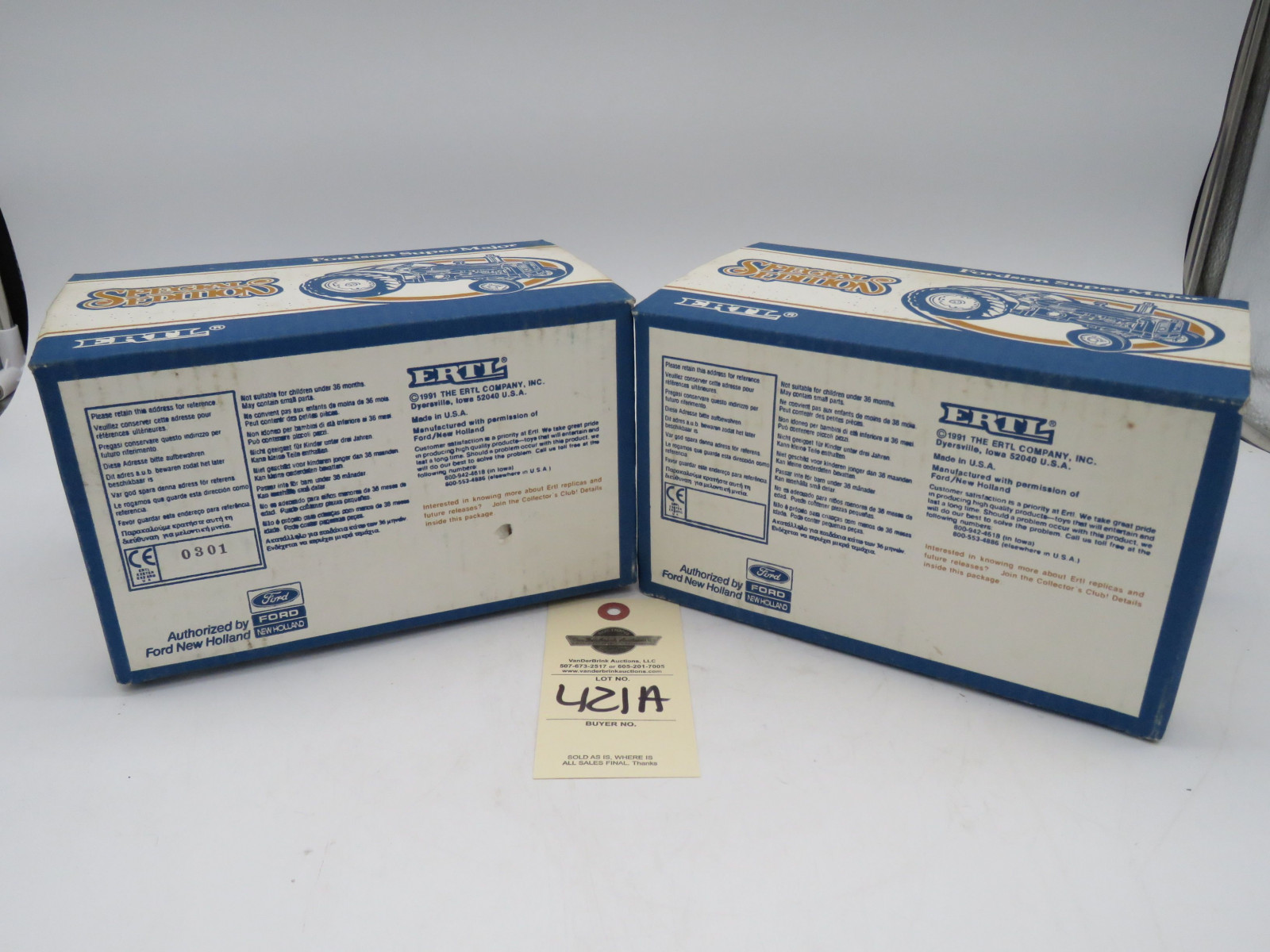 2-Ertl 1/16th Scale Die Cast 1991 Special Edition Fordson Super Major Tractors NIB - Image 6