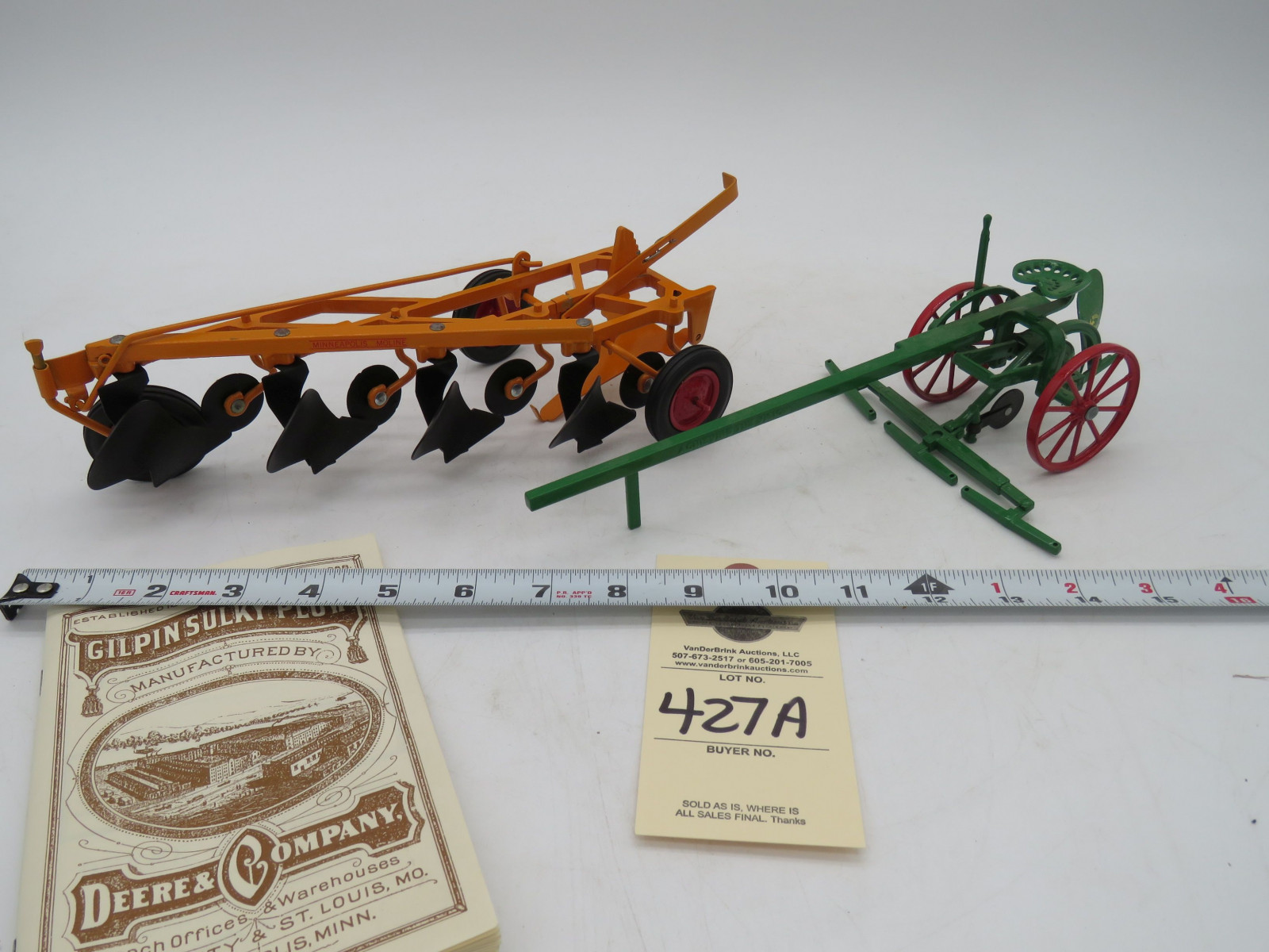 Minneapolis Moline 4 bottom Plow Die-Cast and John Deere Die-Cast 1 Bottom Plow No Box - Image 1