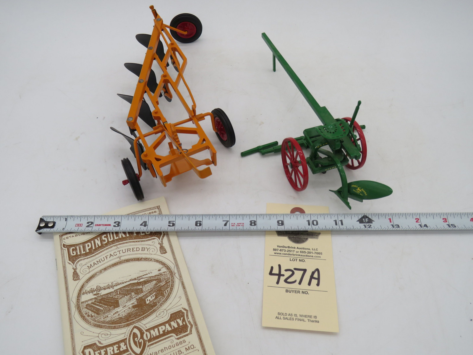 Minneapolis Moline 4 bottom Plow Die-Cast and John Deere Die-Cast 1 Bottom Plow No Box - Image 3