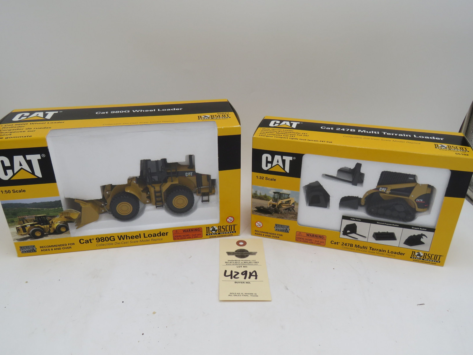 Norscot Scale Models Cat 247B Multi Terrain Loader NIB and Cat 980G Wheel Loader NIB - Image 1