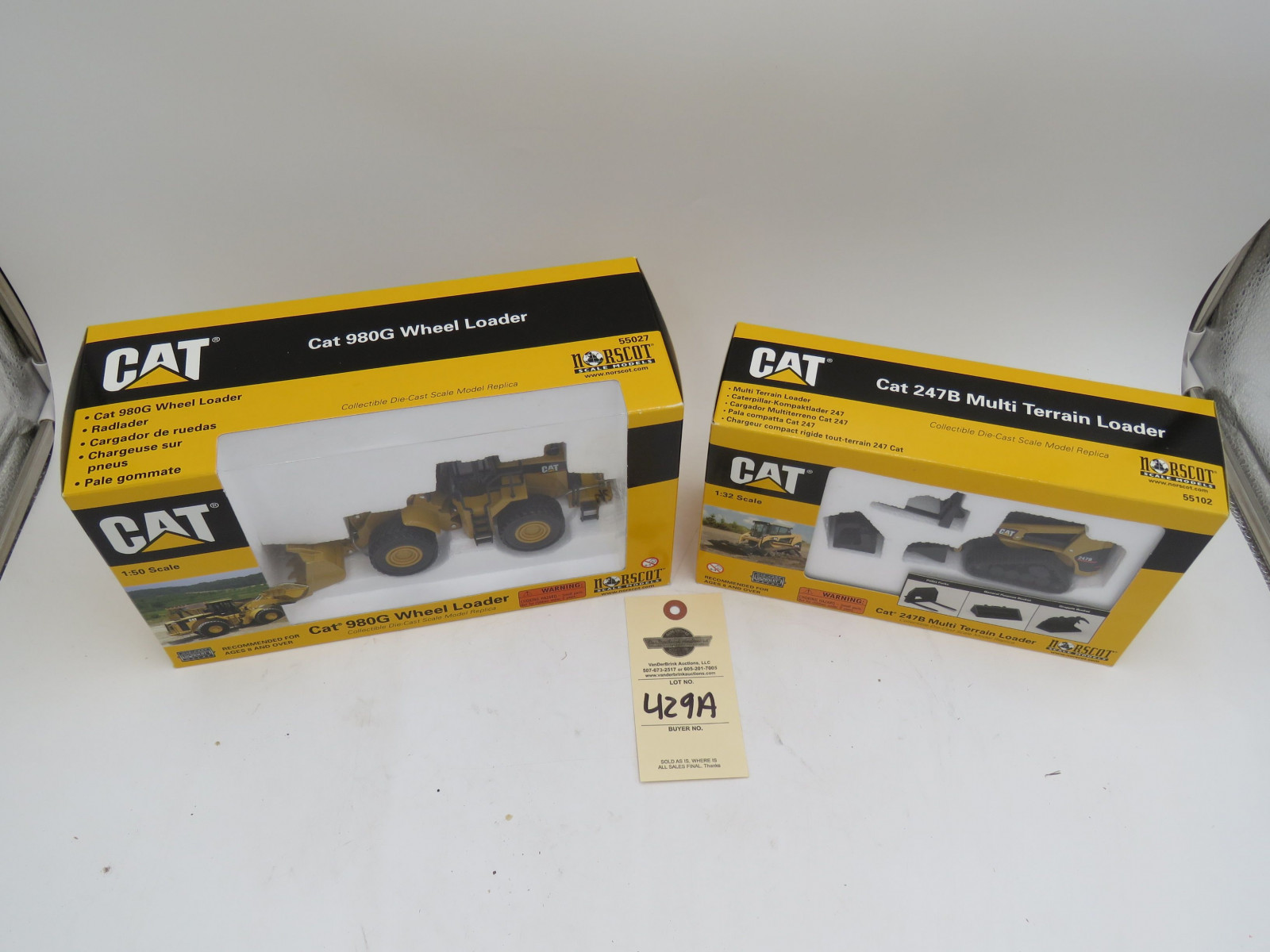 Norscot Scale Models Cat 247B Multi Terrain Loader NIB and Cat 980G Wheel Loader NIB - Image 2