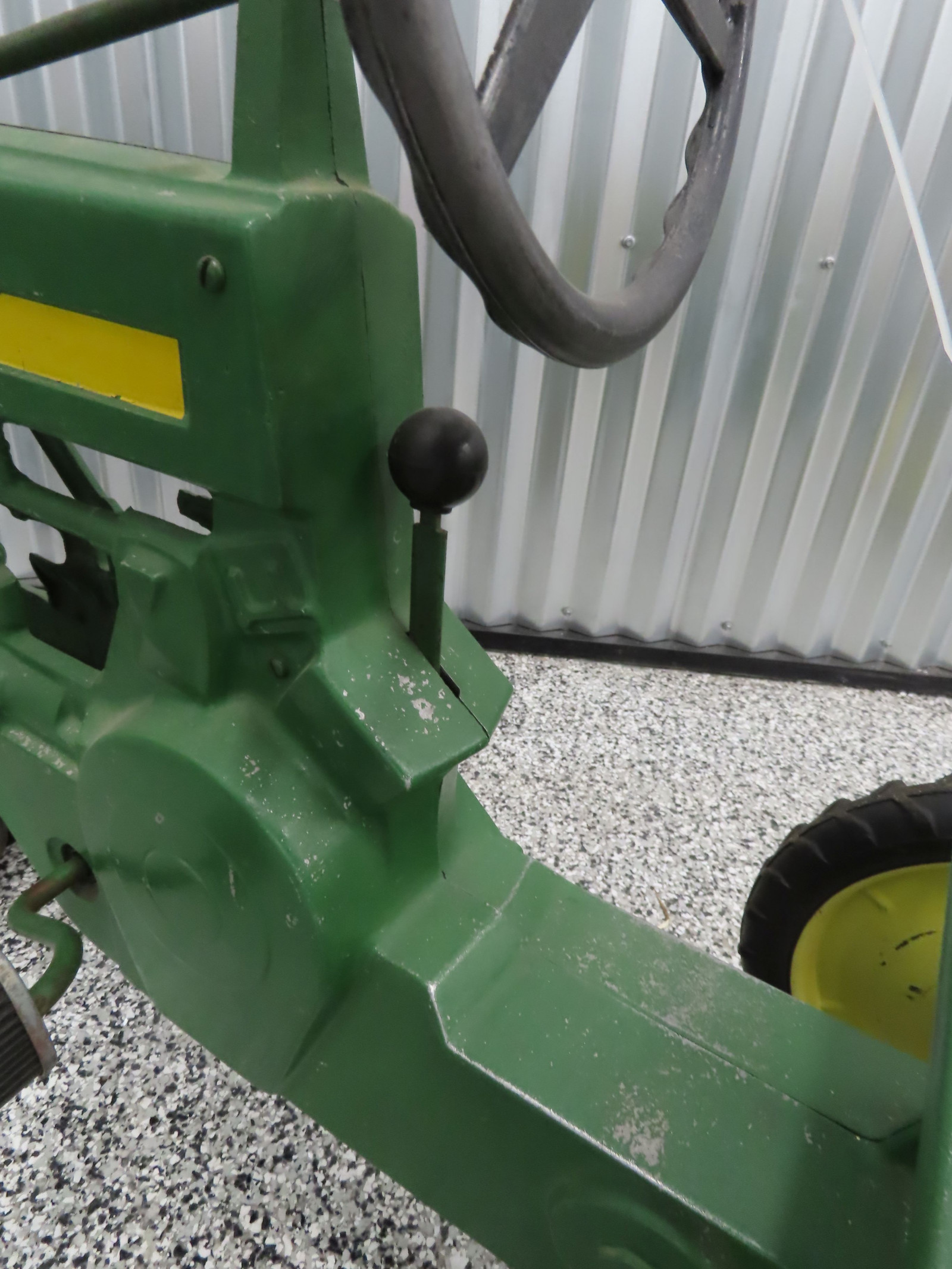 John Deere Pedal Tractor Cast Iron and Chain Drive Open engine with Yellow Stripe - Image 11