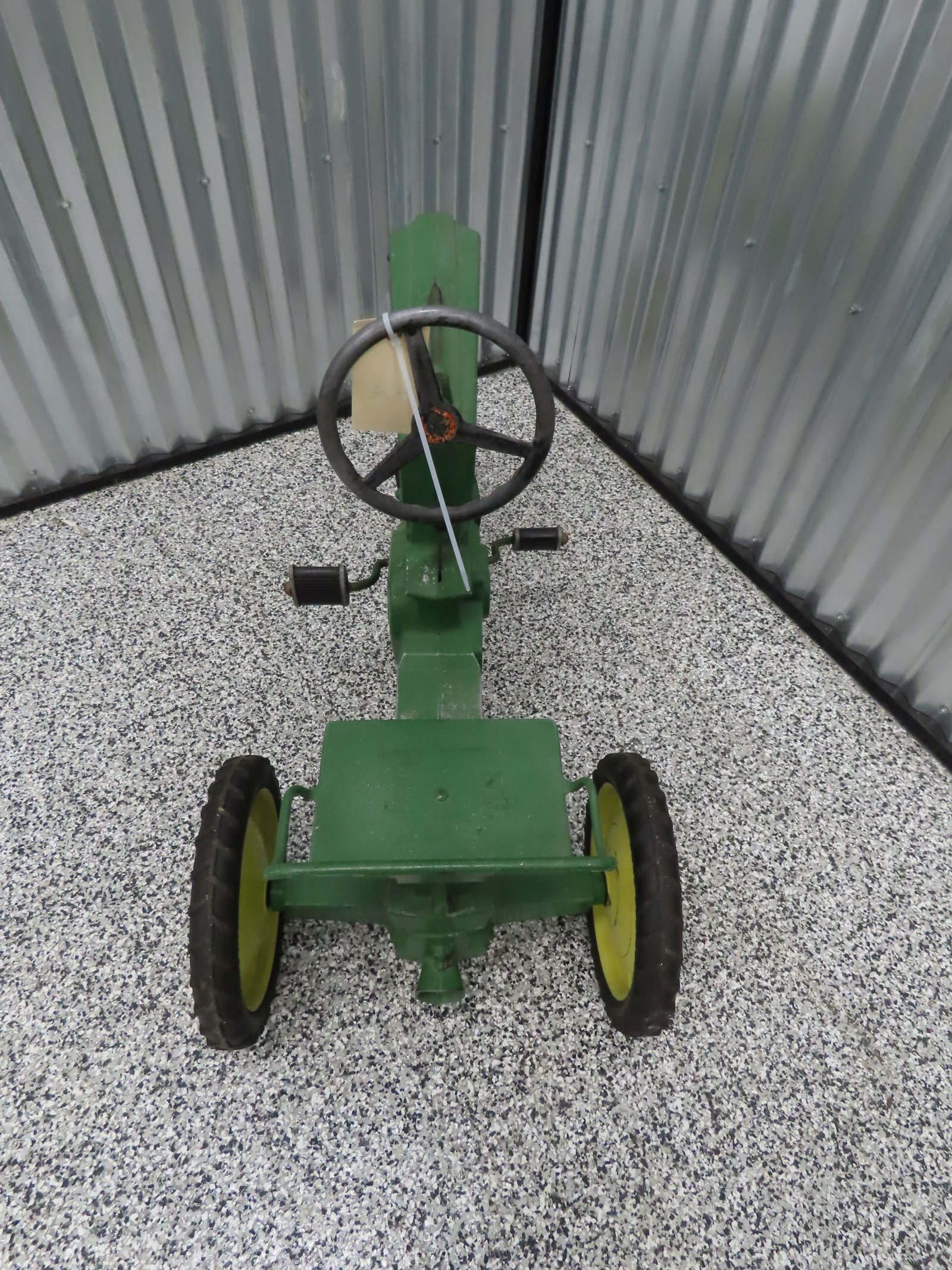 John Deere Pedal Tractor Cast Iron and Chain Drive Open engine with Yellow Stripe - Image 12