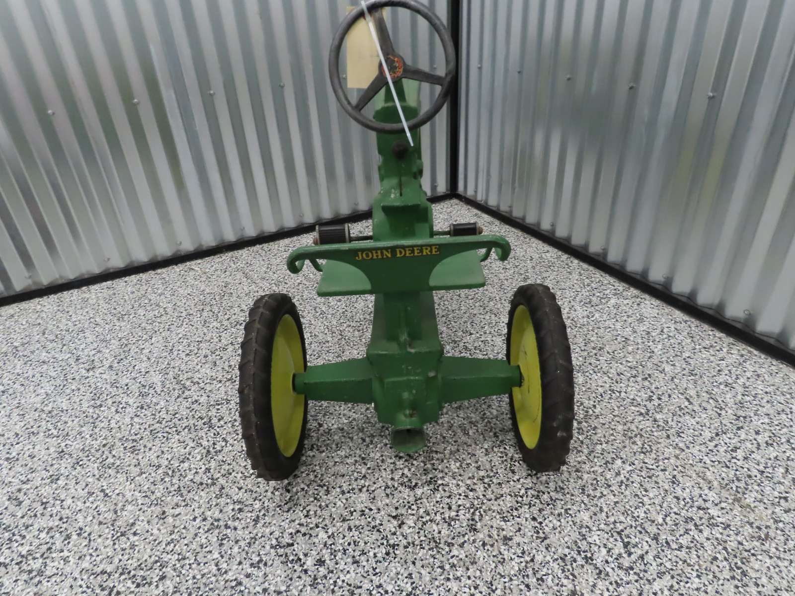 John Deere Pedal Tractor Cast Iron and Chain Drive Open engine with Yellow Stripe - Image 8
