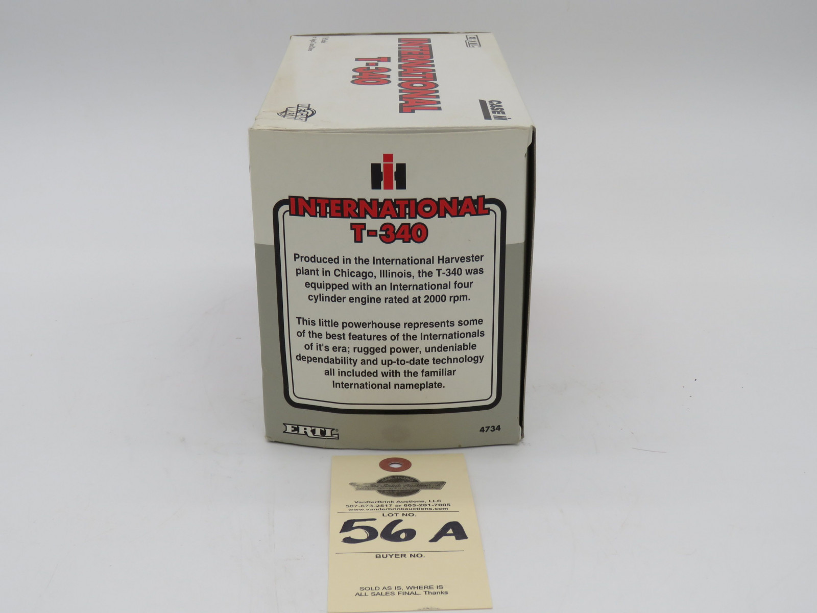 1996 ERTL INTERNATIONAL T-340 1/16 SCALE DIE CAST METAL- DENT/SMALL DAMAGE TO BOX - Image 3