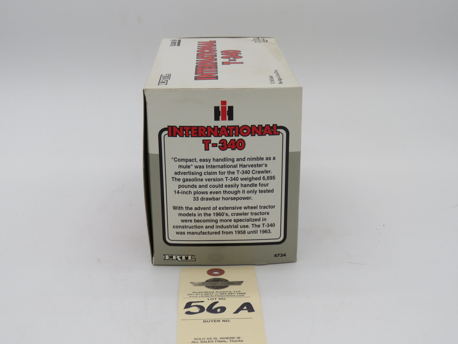 1996 ERTL INTERNATIONAL T-340 1/16 SCALE DIE CAST METAL- DENT/SMALL DAMAGE TO BOX - Image 5