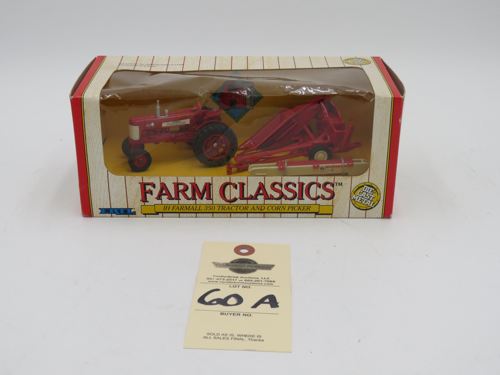 ERTL FARM CLASSICS IH FARMALL 350 TRACTOR AND CORN PICKER  DIE CAST METAL  1/43 SCALE - Image 1