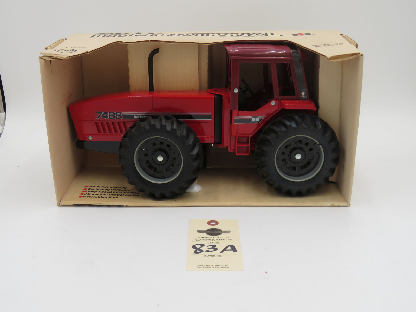 ERTL INTERNATIONAL 7488 1/16 SCALE METAL DIE CAST NIB REAL RUBBER TIRES, ALL WEATHER CONTROL CENTER, OSCILLATING FRONT AXLE, ARTICULATE STEERING. 1/16TH SCALE - Image 1
