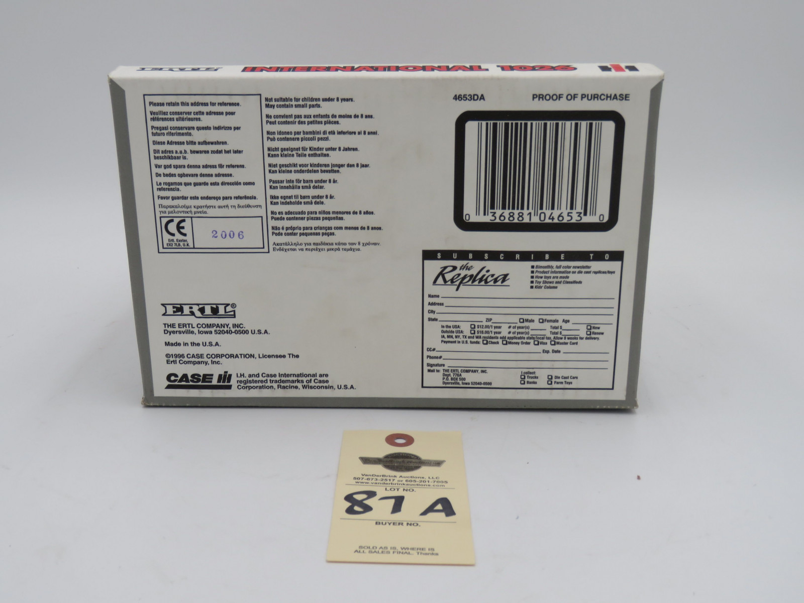 1996 ERTL 1/16TH INTERNATIONAL 1026 HYDRO DIE CAST METAL. DEMONSTRATOR GRAPHICS, WIDE FRONT END, RUBBER TIRES - Image 6