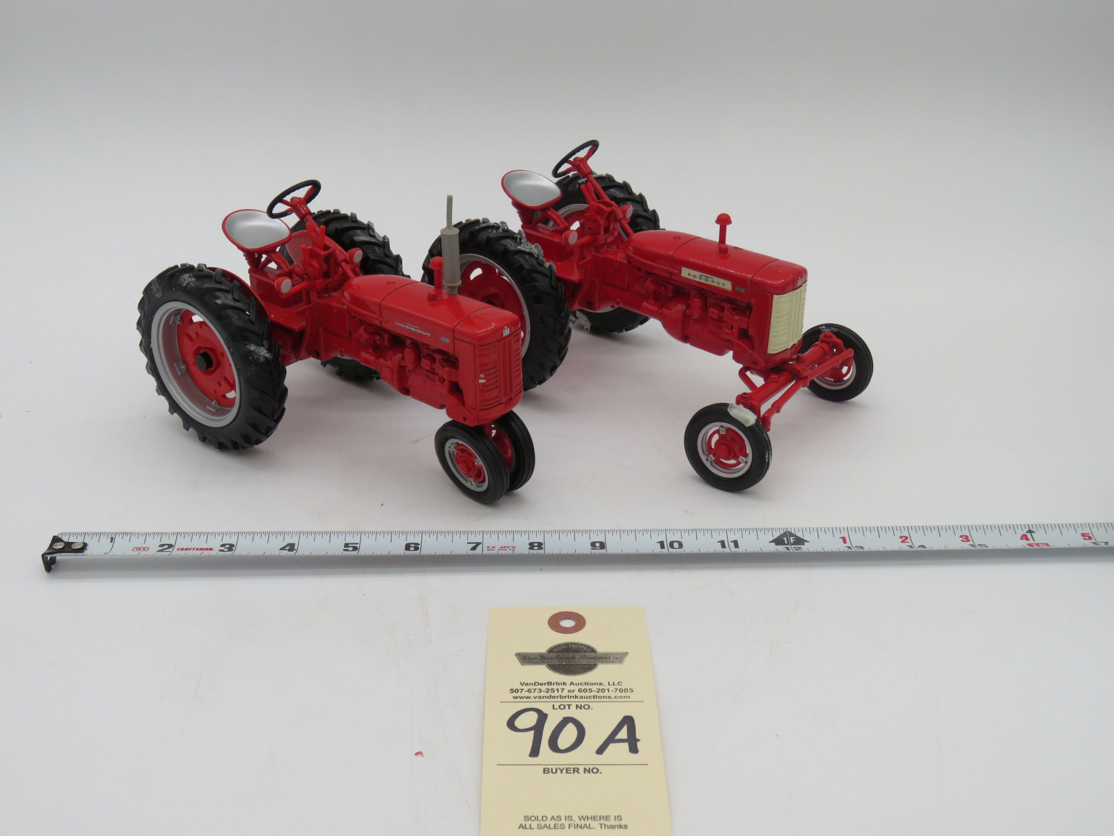 2 PCS  ERTL DIE CAST METAL TRACTORS  (FARMALL 230 1430GA NO BOX MISSING STACK) Tires Possibly Ertl taken from display board 1/16th scale - Image 1