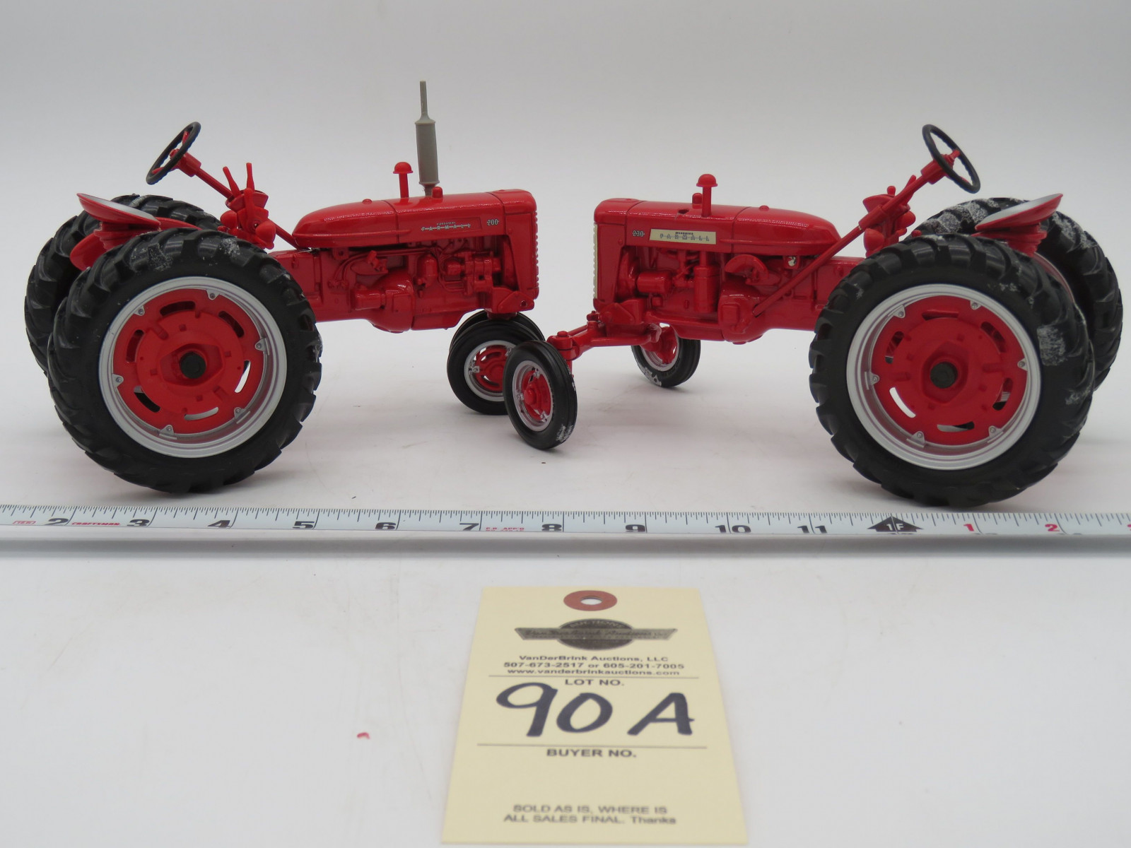 2 PCS  ERTL DIE CAST METAL TRACTORS  (FARMALL 230 1430GA NO BOX MISSING STACK) Tires Possibly Ertl taken from display board 1/16th scale - Image 7
