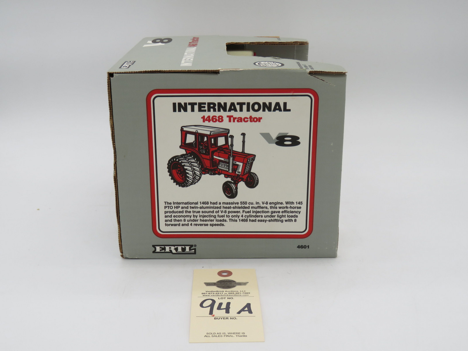 ERTL INTERNATIONAL V8 1468 TRACTOR 1/16 SCALE D, IOWA UNOPENED BOX 1993 MODEL 1468 2ND IN A SERIES OF 4 - Image 4