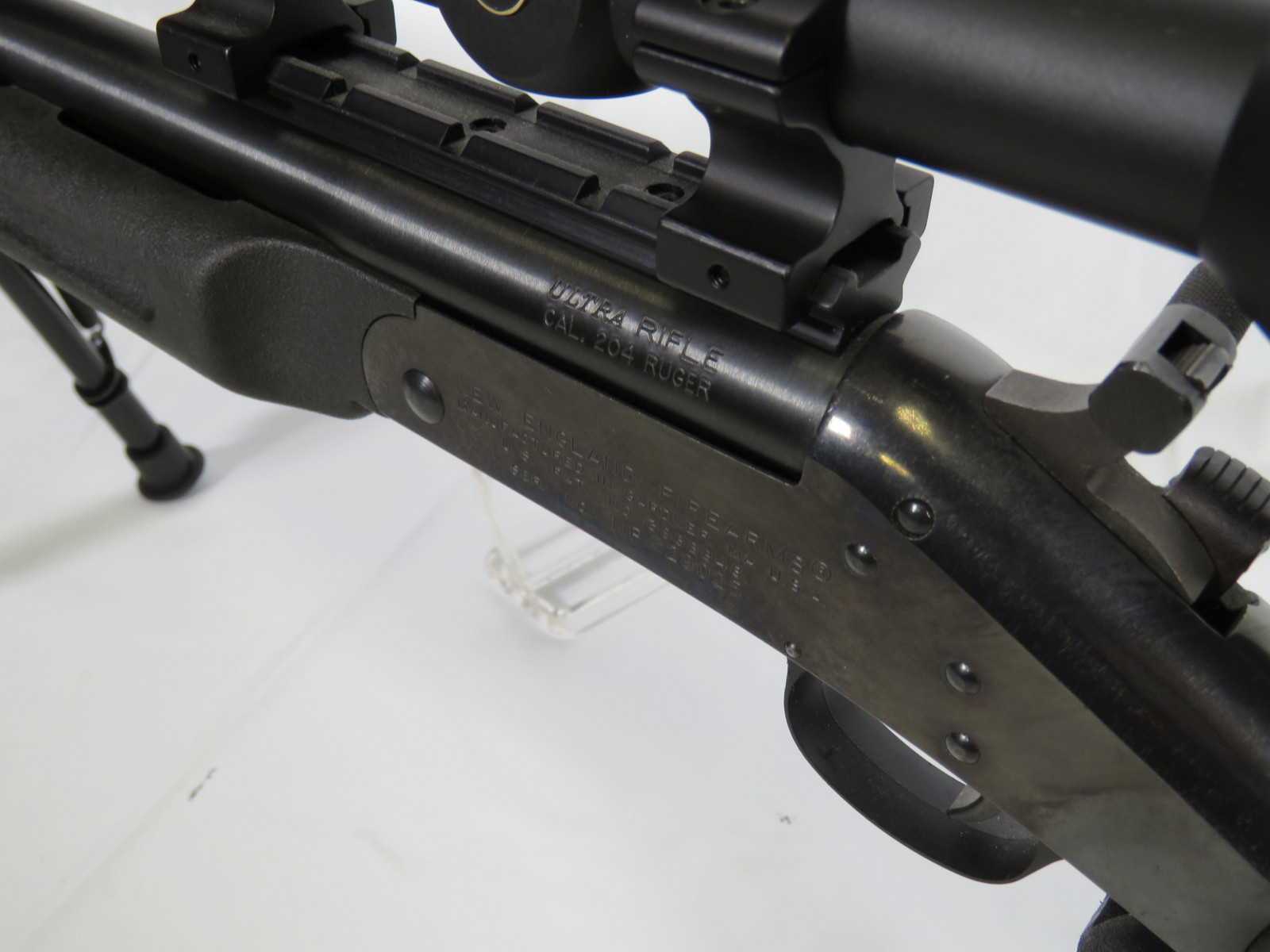 Harrington & Richardson Ultra rifle with Scope on Stand .204 Ruger and Skeleton Stock - Image 7