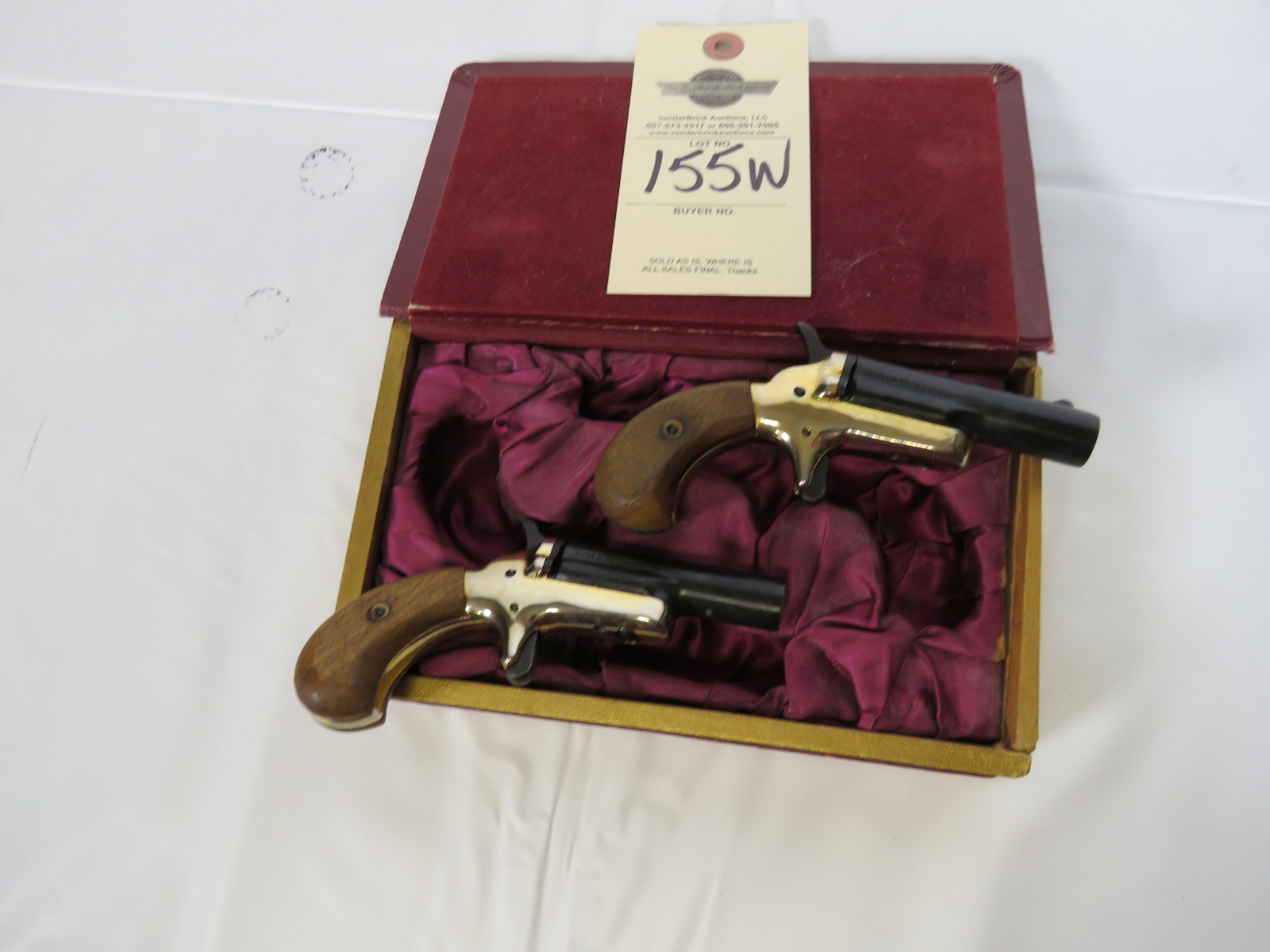 Hawes .22 Pair of Dueling Pistols in box with satin lining - Image 4