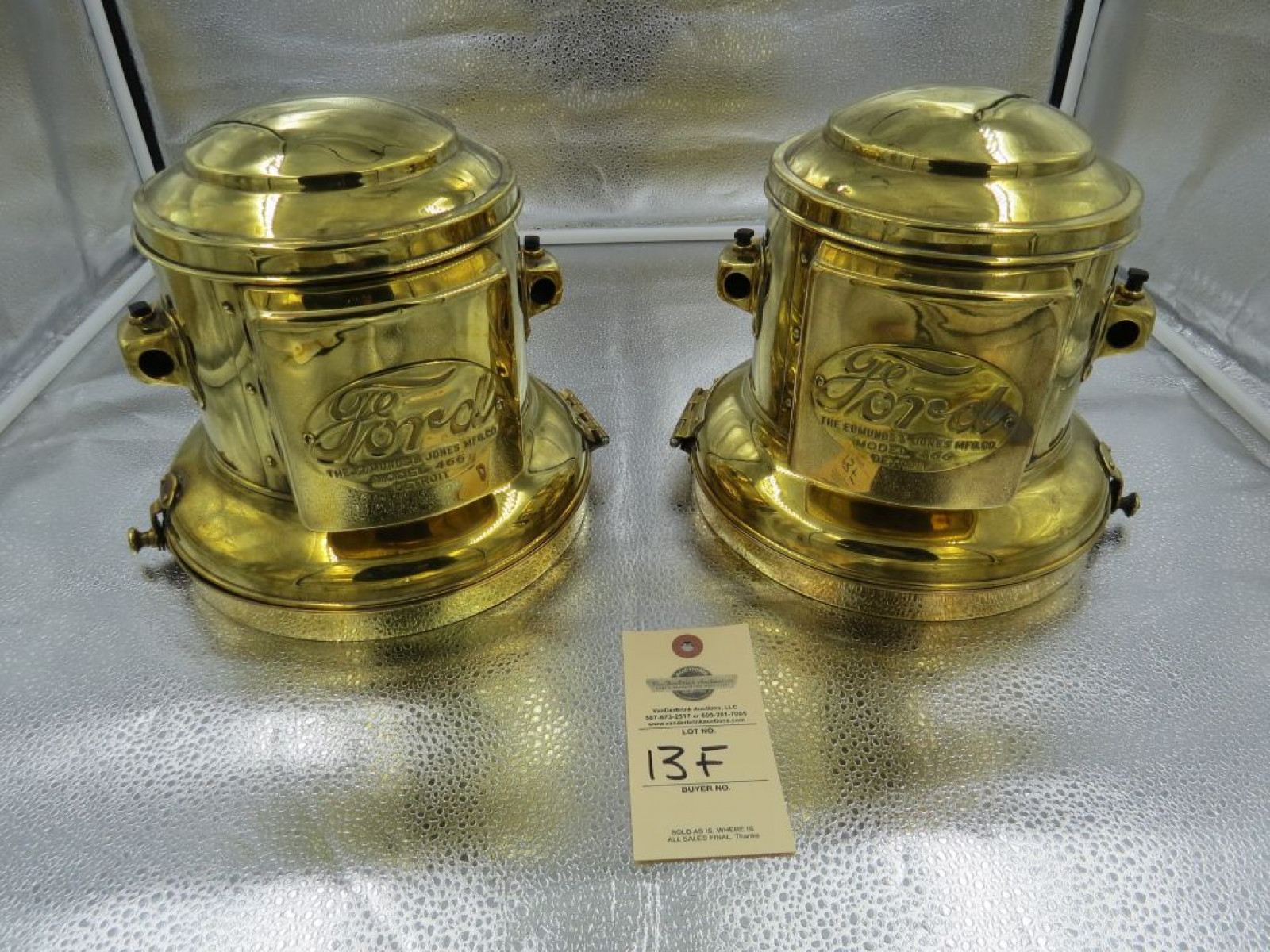 Pair of Ford Brass Headlights #466 - Image 1