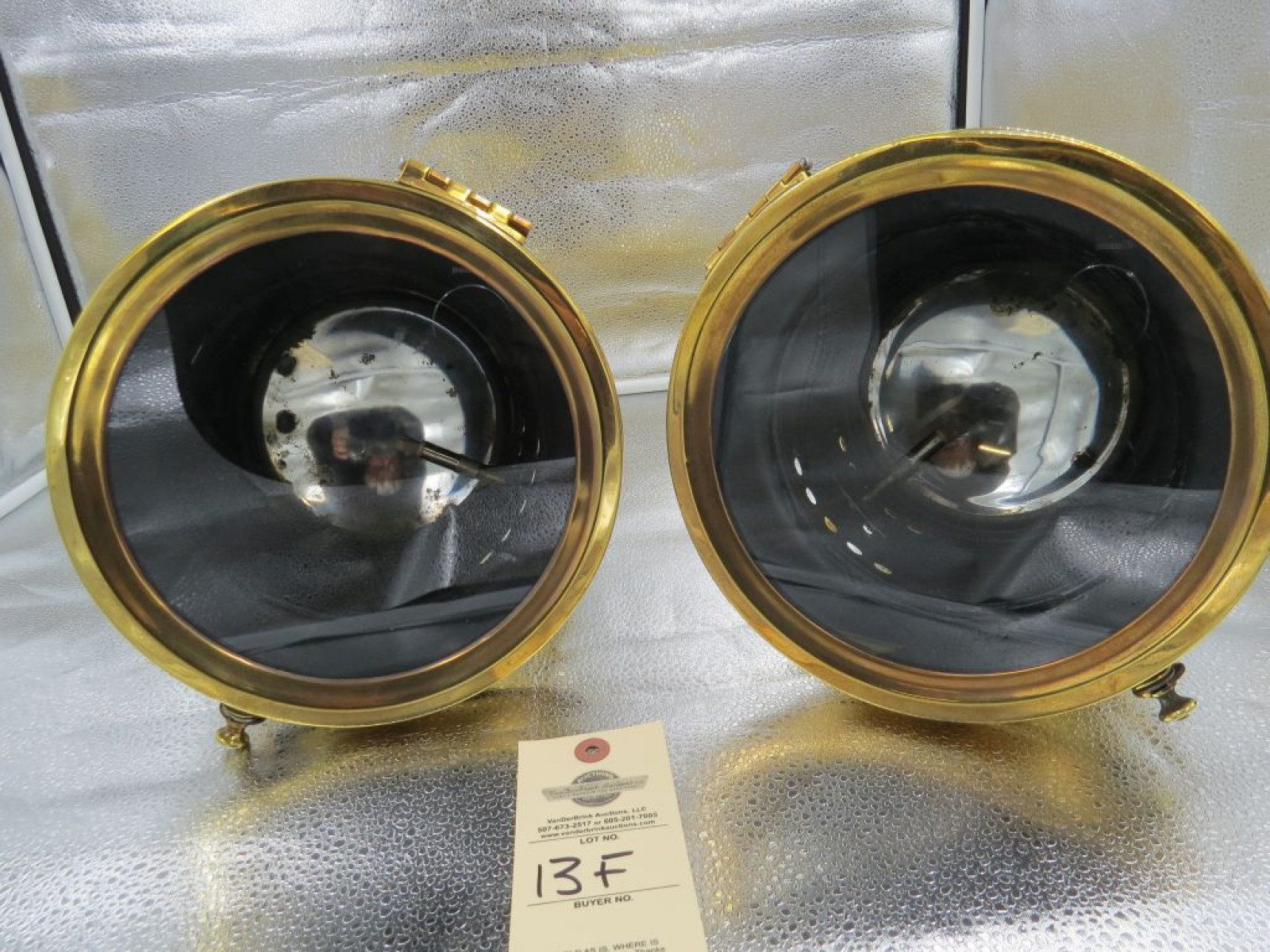 Pair of Ford Brass Headlights #466 - Image 6