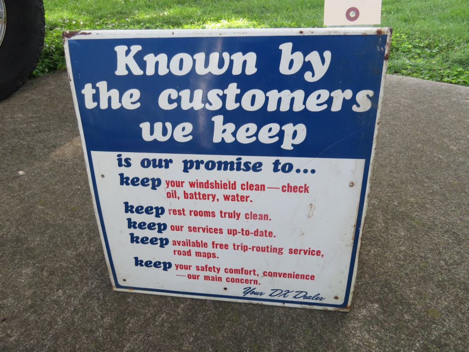 Dx Double Sided Tin Customer Sign - Image 1