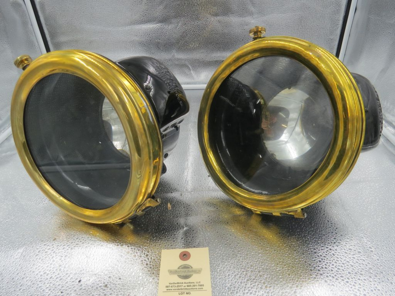 Pair of Brass + Black Victor Headlights - Image 1