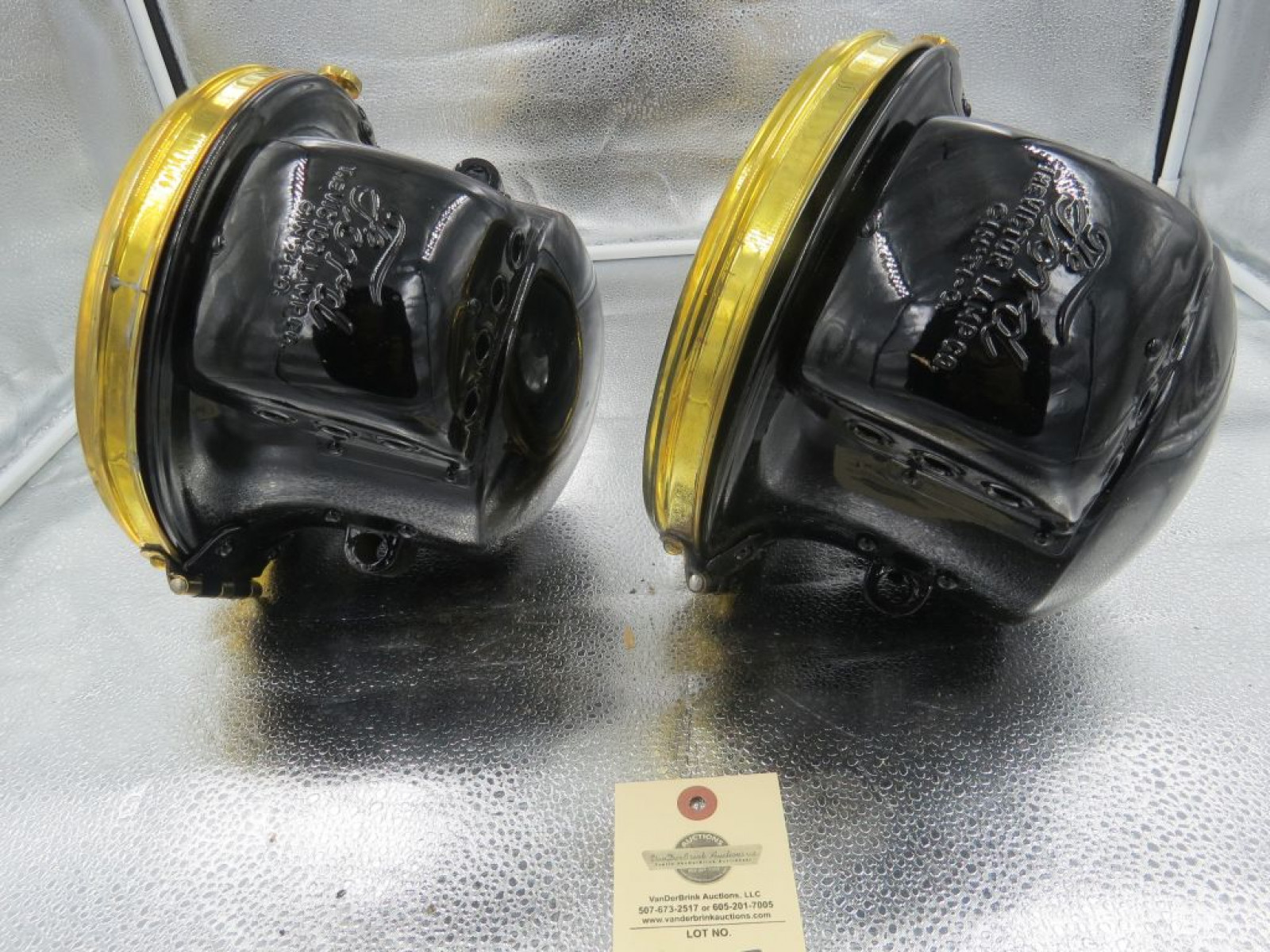 Pair of Brass + Black Victor Headlights - Image 2