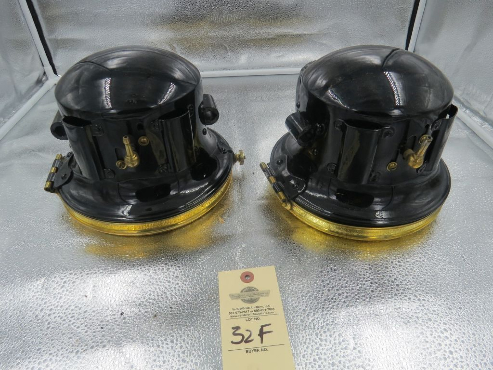 Pair of Brass + Black Victor Headlights - Image 3